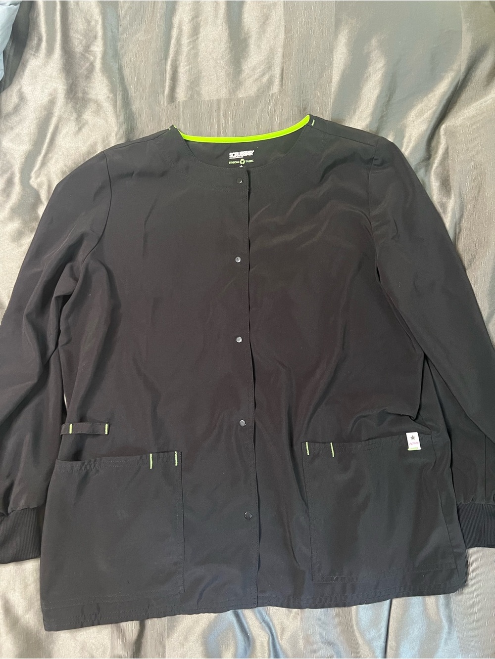 Scrubstar Women's Black Scrub Jacket with Lime Trim